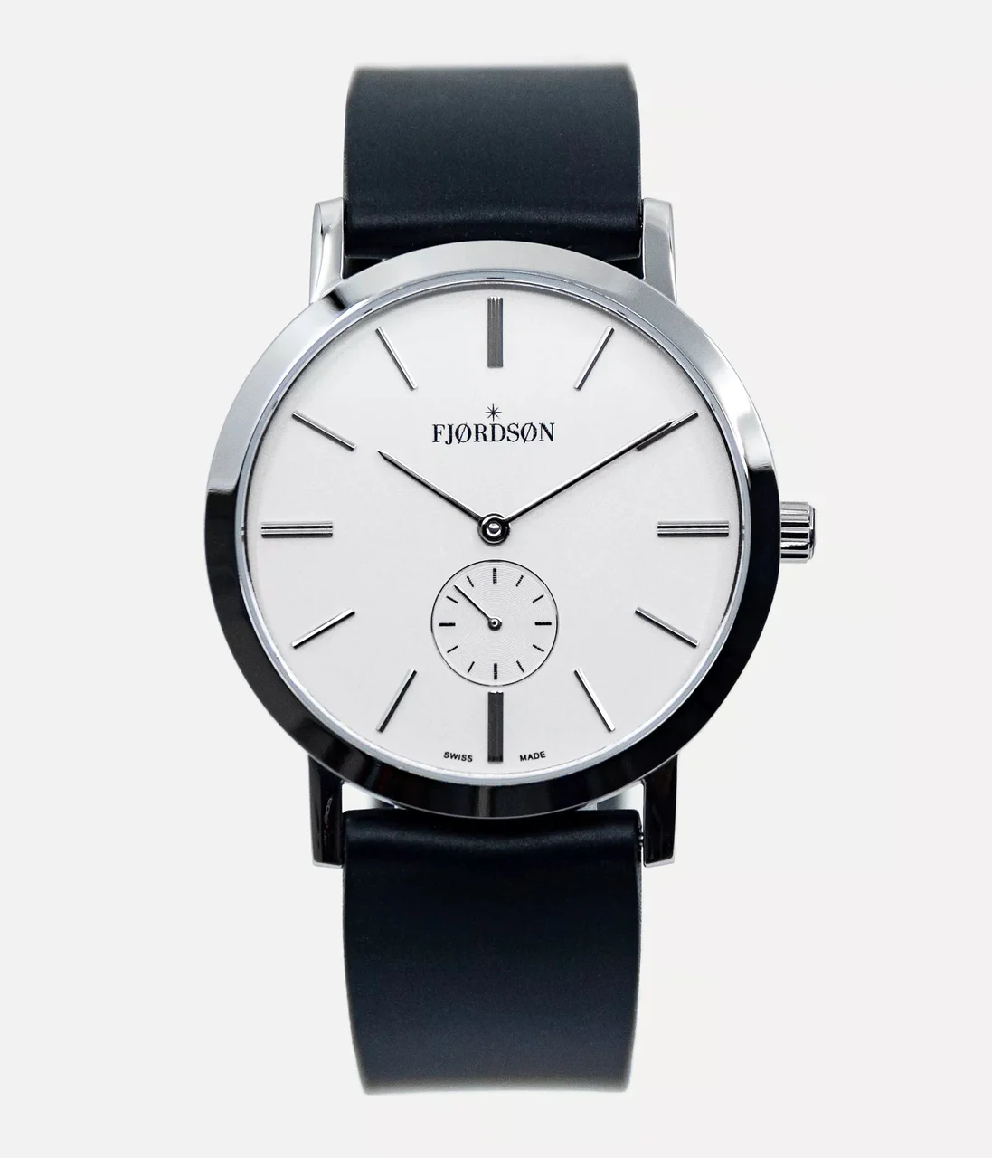 Fjordson #SLIM | White Dial With Black Rubber Strap - Watch #SLIM | White Dial With Black Rubber Strap - Unisex Watch 37 mm kol saati