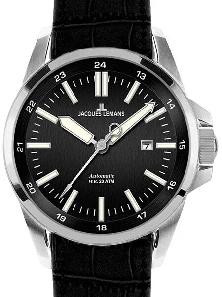 Jacques Lemans Liverpool Automatic Watch with a Black Dial #1-1516A kol saati
