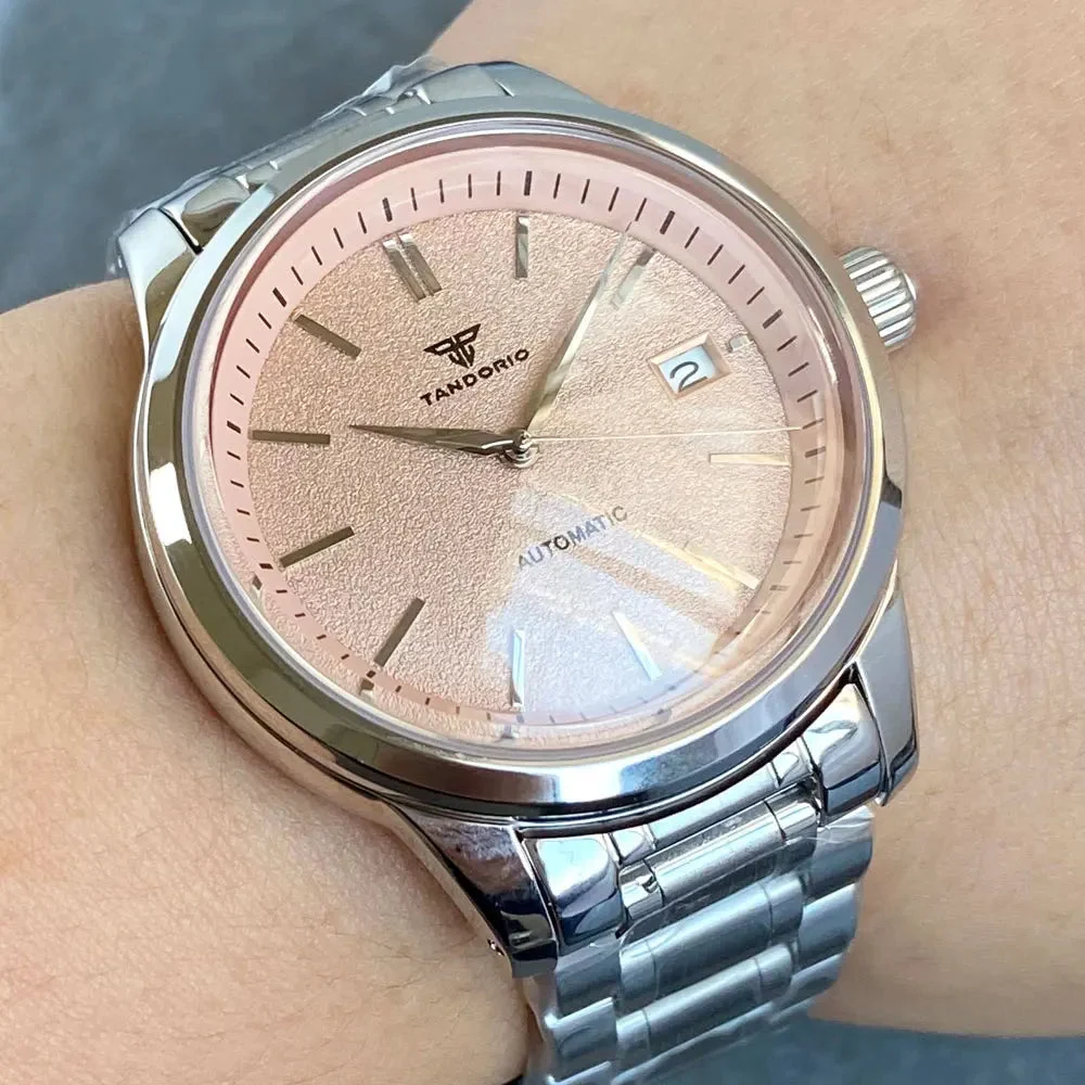 Tandorio Double Dome Sapphire Dress polished 40MM 20bar TD152 Glass Back 14:201447598#logo white 40 mm kol saati