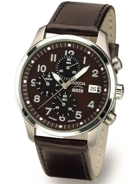 Boccia Quartz Chronograph Watch with 12-Hour Totalizer and 38mm Titanium Case #3780-02 38 mm kol saati