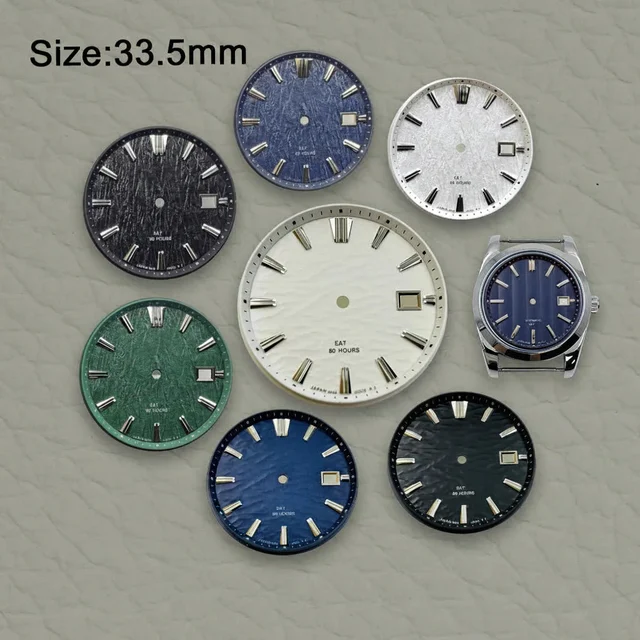 Tandorio New 33.5mm GS style No Logo Dial water ripple Dial Suitable For NH36 Nh35 Movemen