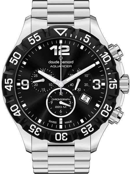 Claude Bernard Aquarider Black Dial Chronograph Dive Watch #10202-3-NIN kol saati