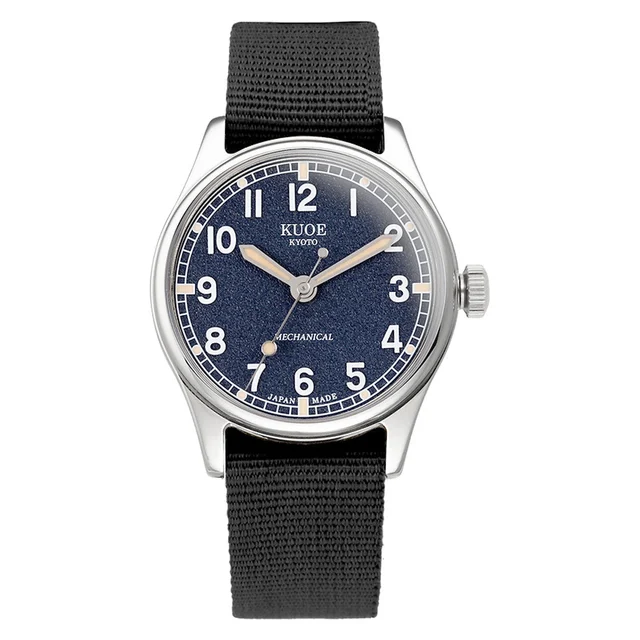 Kuoe Old Smith 90-002 Automatic 35mm Watch with Navy Dial #OS90002-ND-NV-NATO-SA kol saati
