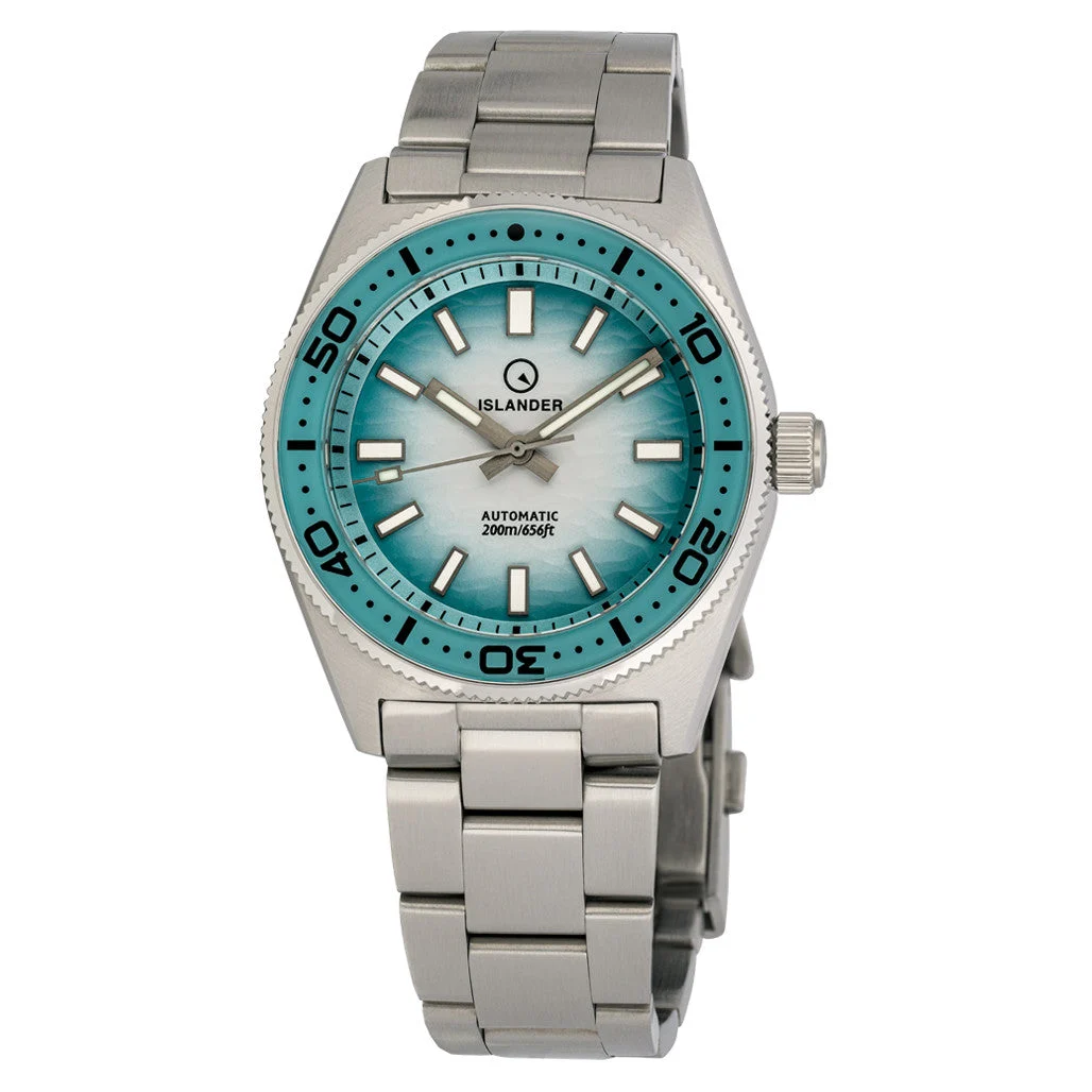 Islander Northport 37mm Automatic Watch with White and Ocean Blue Ripple Fume Dial #ISL-293 37 mm kol saati