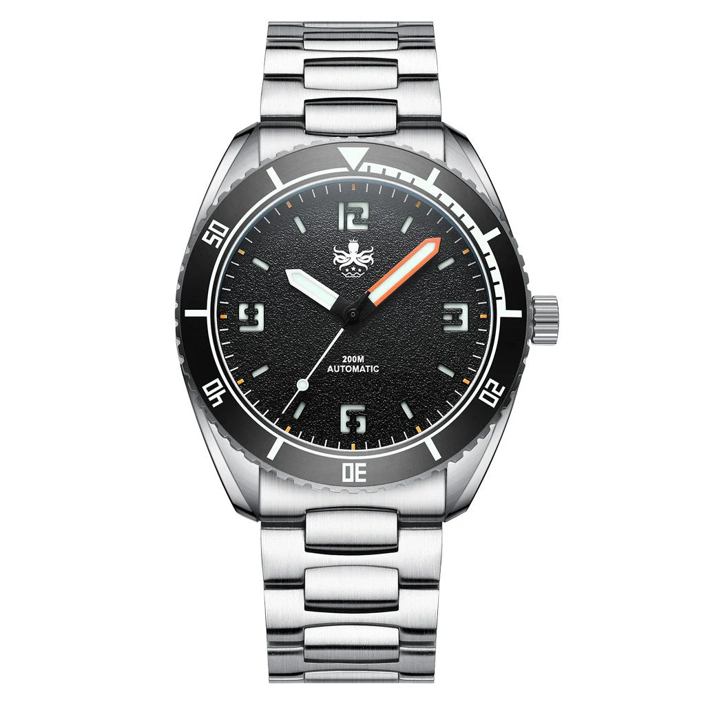 Phoibos Reef Master Dive Watch with Pitch Black Dial #PY047C 42 mm kol saati