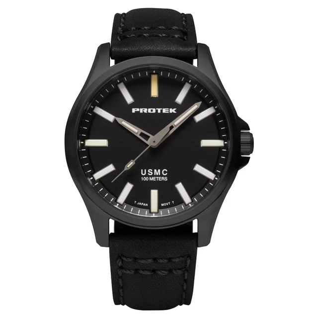 Protek Titanium Field Watch 3100 USMC Series with Tritium T100 Tubes and Black Dial #PT310