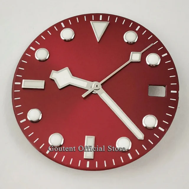 Tandorio Watch Dial Red Snowflake Watch Hands Sterile Dial Fit NH35 ETA2824 2836 Miyota 82