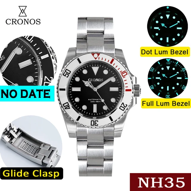 Cronos Watch Store ★Cronos No Date NH35 Sub Diver Watch L6015 欧洲仓二手-L6015 kol saati