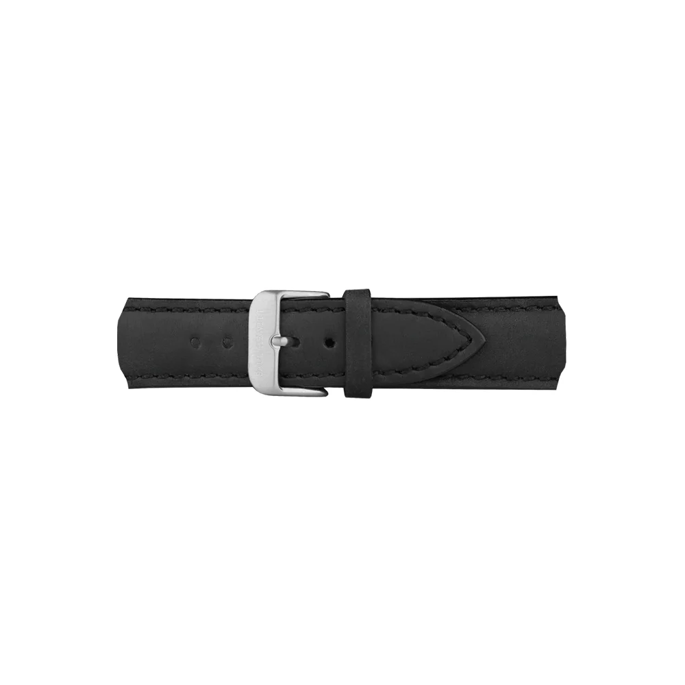 Default Leder Uhrenarmband Silber Schwarz 20 mm PH-M1-S-2M kol saati
