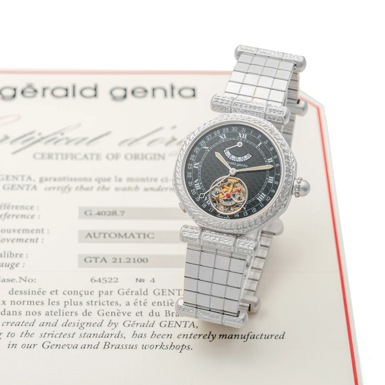 Gerald Genta GERALD GENTA, REF. G4028, TOURBILLON POWER RESERVE, WHITE GOLD kol saati