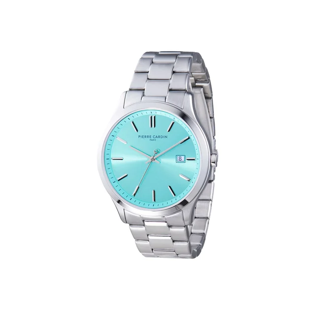 Épinettes Essential Stainless Steel Watch with Celeste Blue Dial and Metal Links Strap CQI