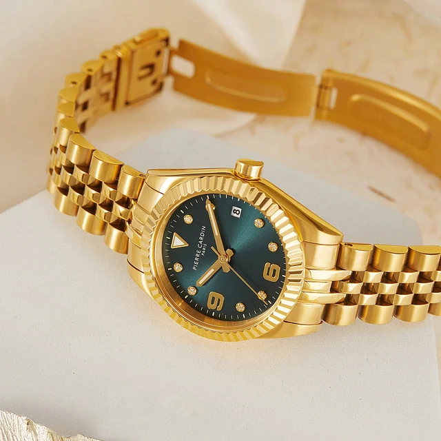 OPERA Timbre Women’s Watch - Gold Case, Dark Green Dial with Crystal Indexes and Gold Jubi