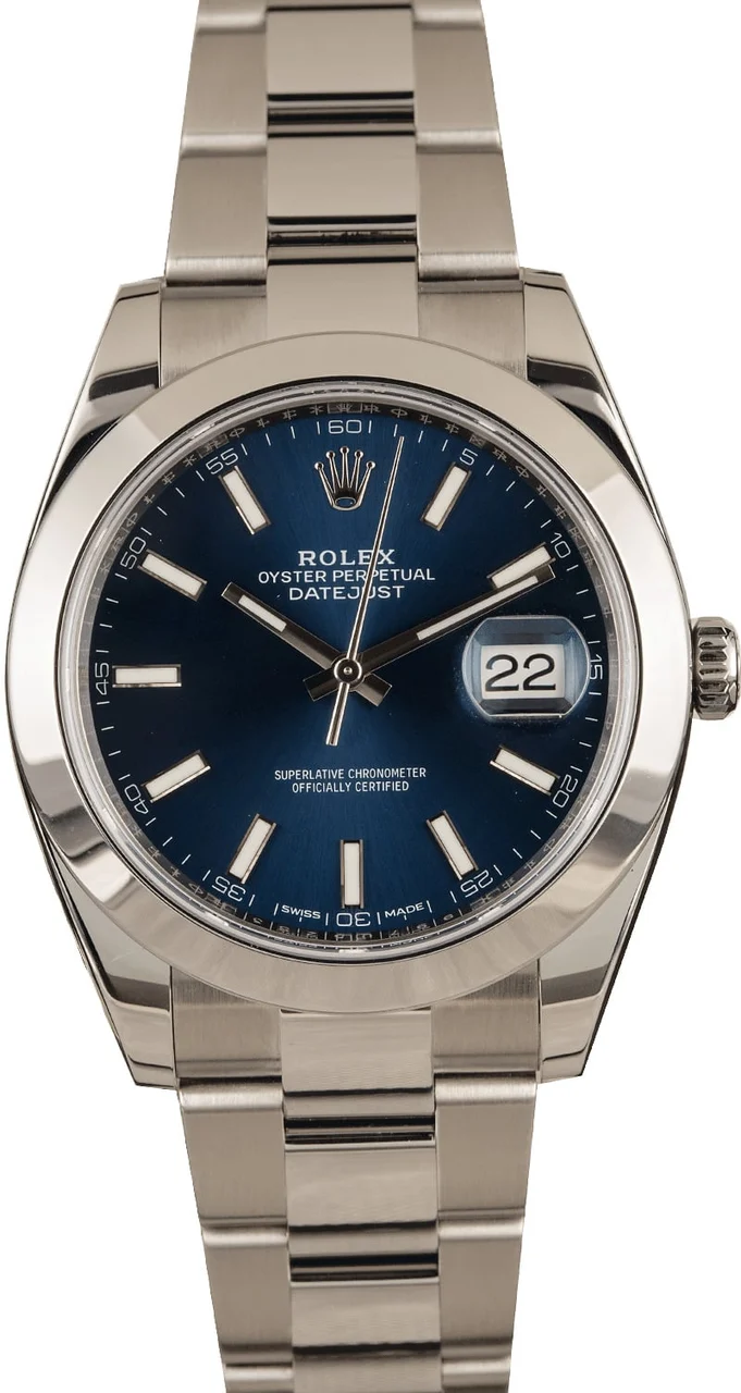 Rolex Steel Datejust 126300 Blue Index Dial T 126300BLSO 41 mm kol saati
