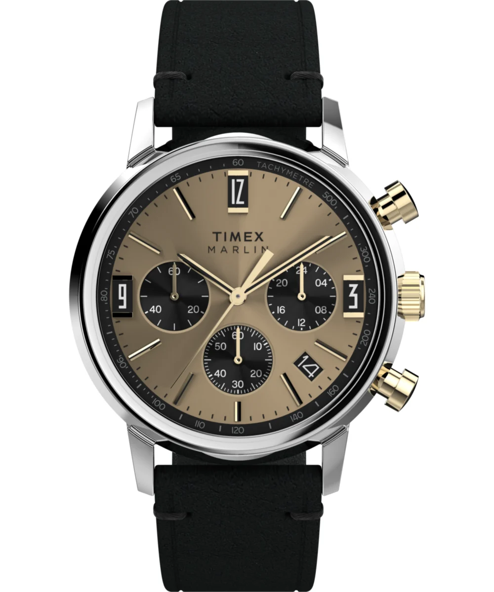 Timex Marlin® Chronograph Tachymeter 40mm Leather Strap Watch TW2W60300 40 mm kol saati