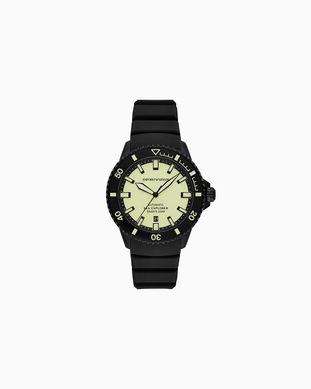 Emporio Armani Sea Explorer Automatic Black Silicone Watch AR60085 42.5 mm kol saati