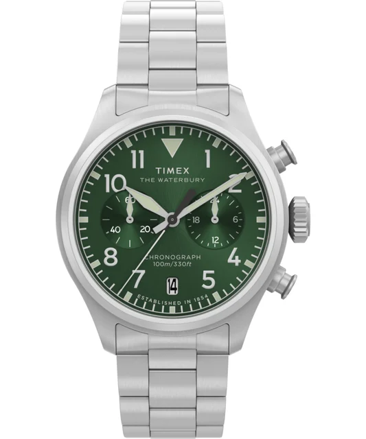 Timex Waterbury Ace Chronograph 41mm Stainless Steel Bracelet Watch TW2Y19100 kol saati