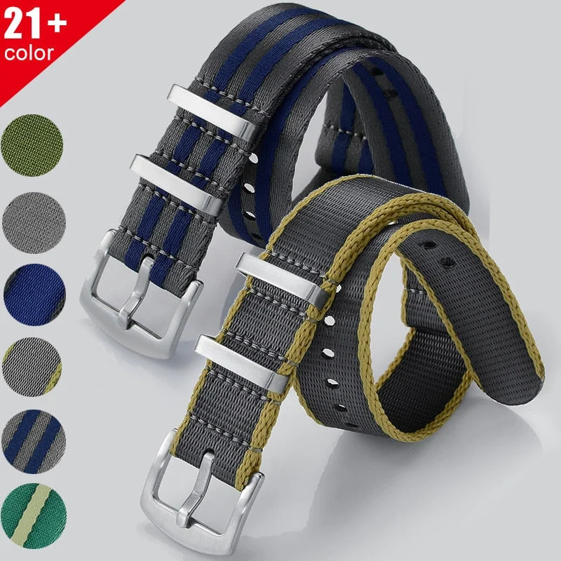 Cronos Watch Store Premium Quality Nylon Fabric Strap 49186618-a11black-yellow-gray-20mm kol saati