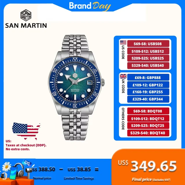 San Martin Enamel Gradient JianZhan Dial Mechani San Martin 37.5mm 9015 Enamel Gradient Ji
