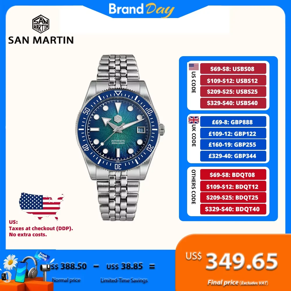 San Martin Enamel Gradient JianZhan Dial Mechani San Martin 37.5mm 9015 Enamel Gradient JianZhan Dial Mechani 38 mm kol saati