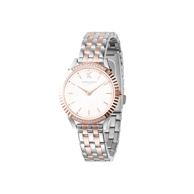 PIGALLE WOMENS Pigalle Simplicity Two Tone Rose Gold and Steel Watch with Crystals and Mot
