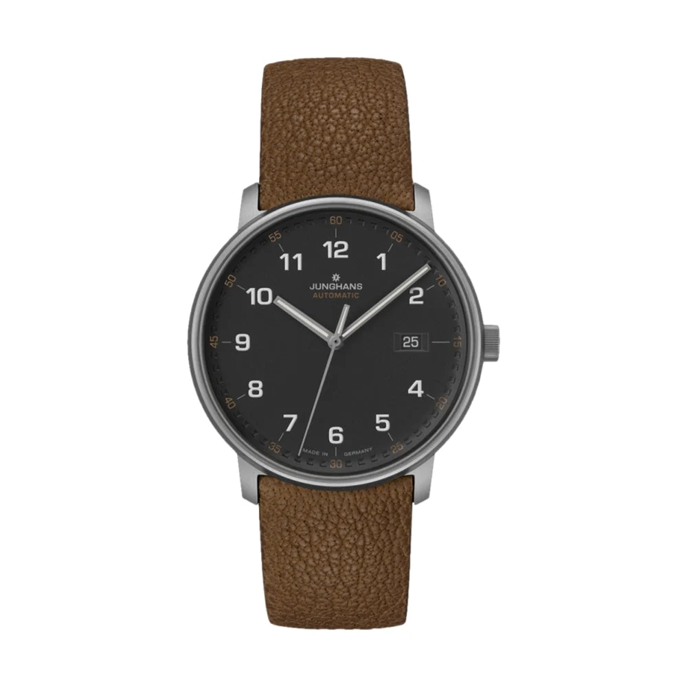 Junghans FORM A Titan 40mm - Black on Leather Strap 27/2002.00 40 mm kol saati
