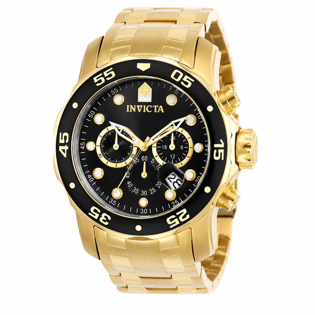 Invicta Pro Diver SCUBA Watch - 48mm. Gold (0072) 48 mm kol saati