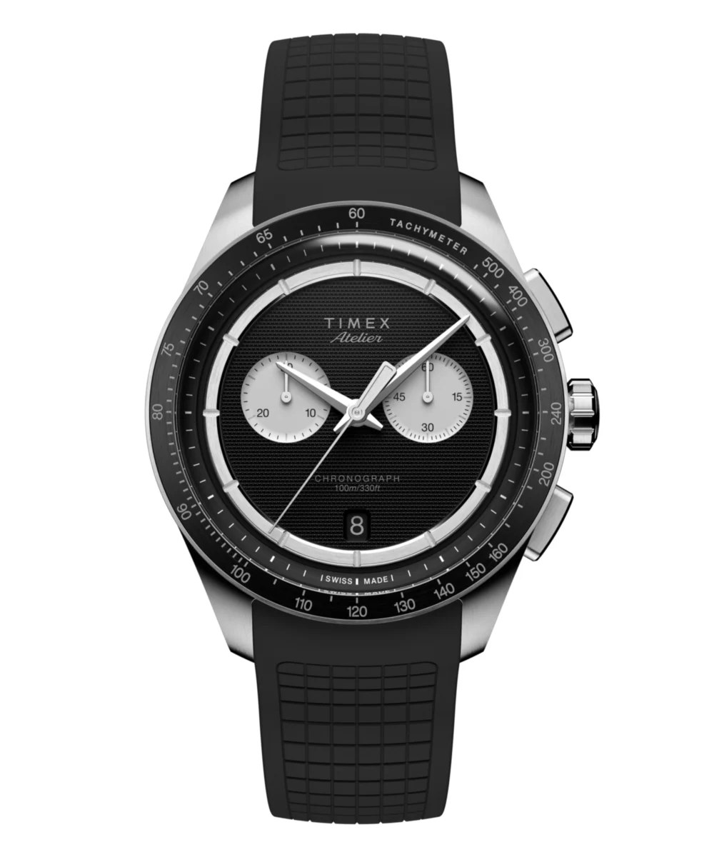 Timex Atelier Chronograph Quartz M1q 40mm Swiss Made NBR Synthetic Rubber Strap TW6A07000 40 mm kol saati