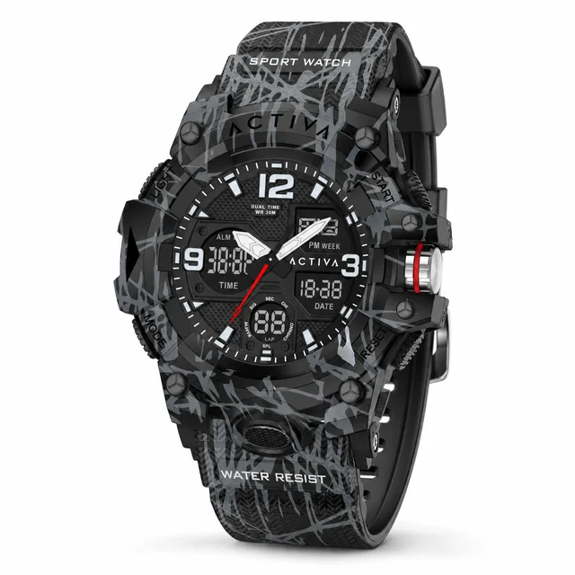 Activa Decus X Invicta Digital Watch - 49mm. Camouflage. Black (ACW8008-001) kol saati