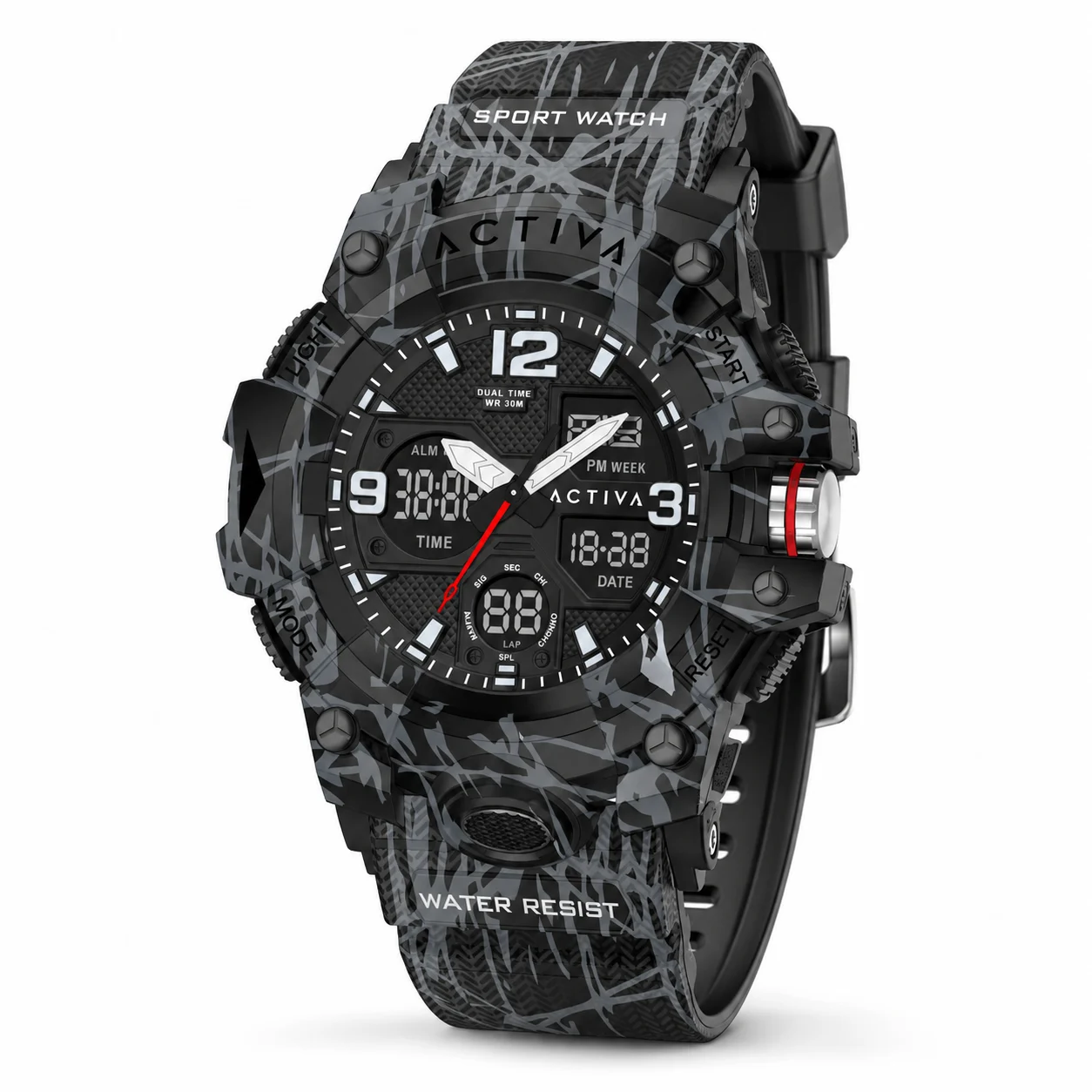 Activa Decus X Invicta Digital Watch - 49mm. Camouflage. Black (ACW8008-001) 49 mm kol saati