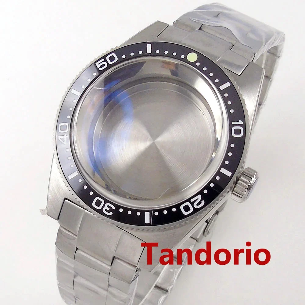 Tandorio case 300M Diving 41mm Stainless Steel Auto Watch Case AR Domed Sapphire Glass Fit NH35 NH36 ETA2824 PT5000 120 Clicks Bezel 14:173#case strap black;200000046:201718821#Fit ETA2824 PT5000 41 mm kol saati
