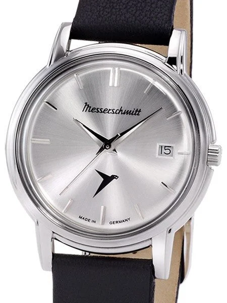 Messerschmitt Radiant Silver Dial Special Edition Quartz Dress Watch #KR200-SS 38.5 mm kol saati