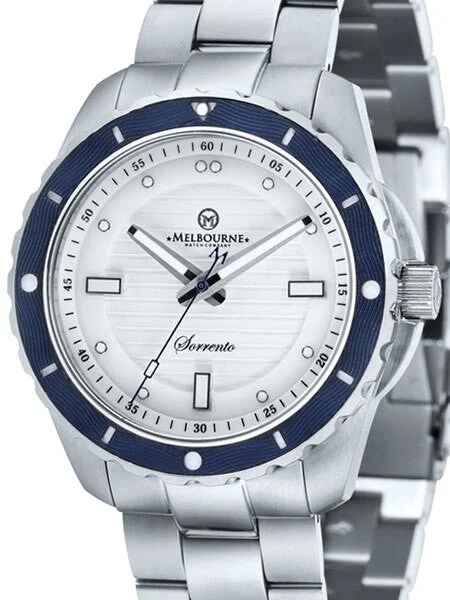 Melbourne Sorrento 200 Meter Automatic Dive Watch with White Dial, Blue Bezel #SO.42.A.3HN