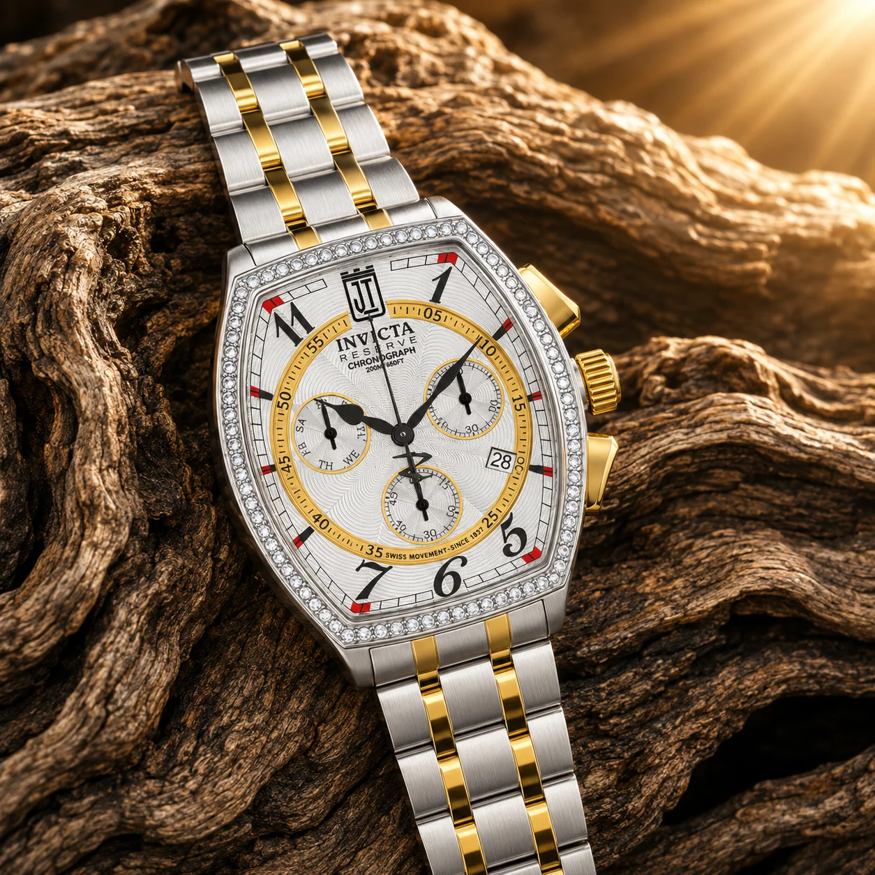 Invicta Elyx 1.2 CT LG Diamond Watch - 43mm, Gold, Steel (51303) 43 mm kol saati