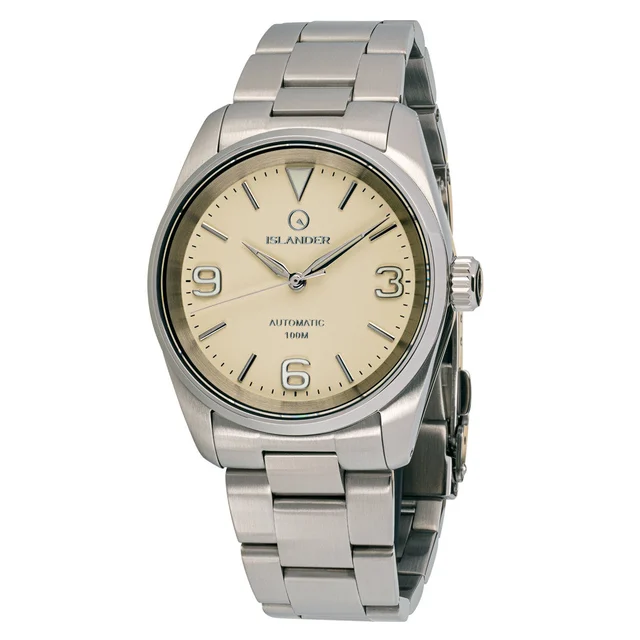 Islander Manhasset 36mm Automatic Watch with Cream Dial #ISL-147 kol saati