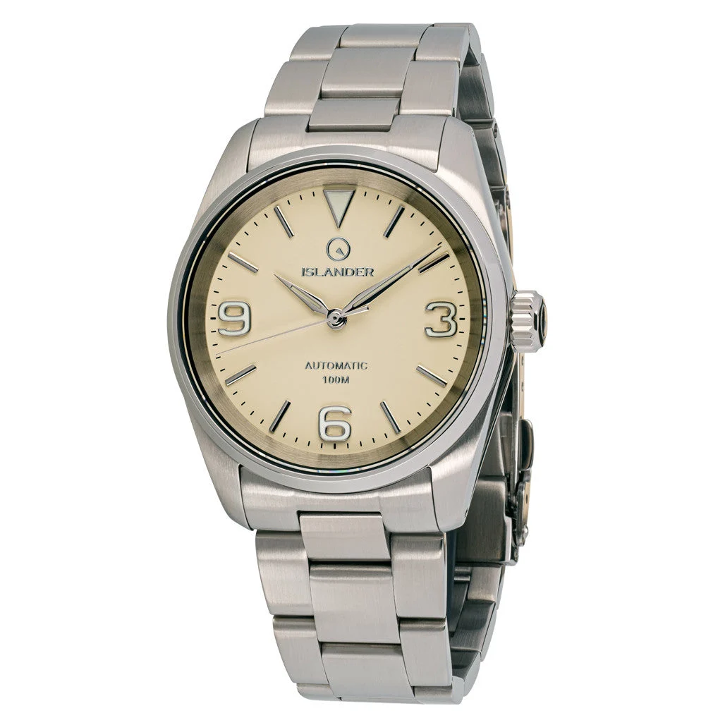 Islander Manhasset 36mm Automatic Watch with Cream Dial #ISL-147 36 mm kol saati