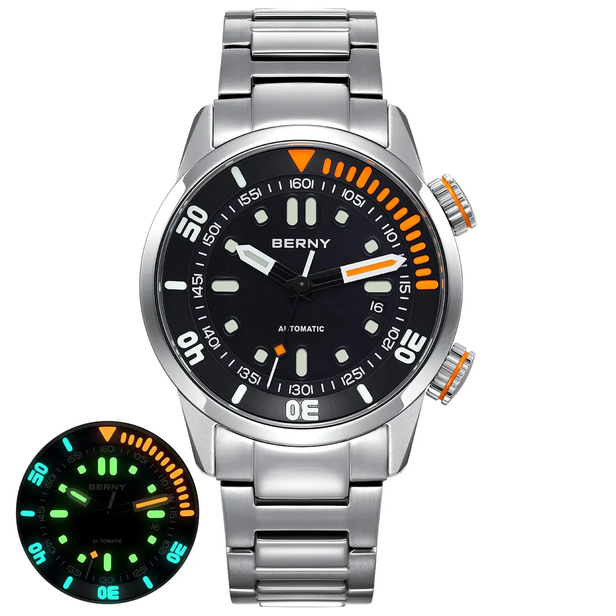BERNY Men Automatic Compressor-style Diver Watch V3-AM339MS AM339MS-A kol saati
