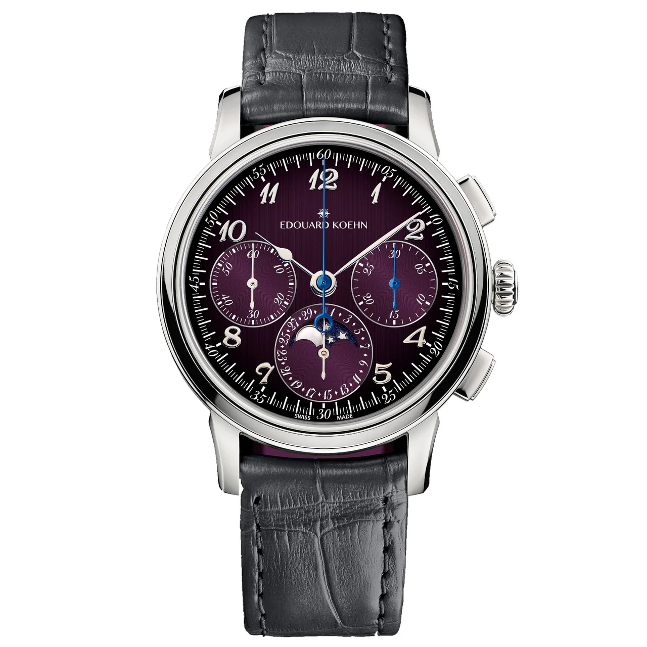 Edouard Koehn Legacy Moonphase Chronograph Purple Limited Edition EK-CHR12SS-PL-ASBP U.S. Exclusive 40 mm kol saati