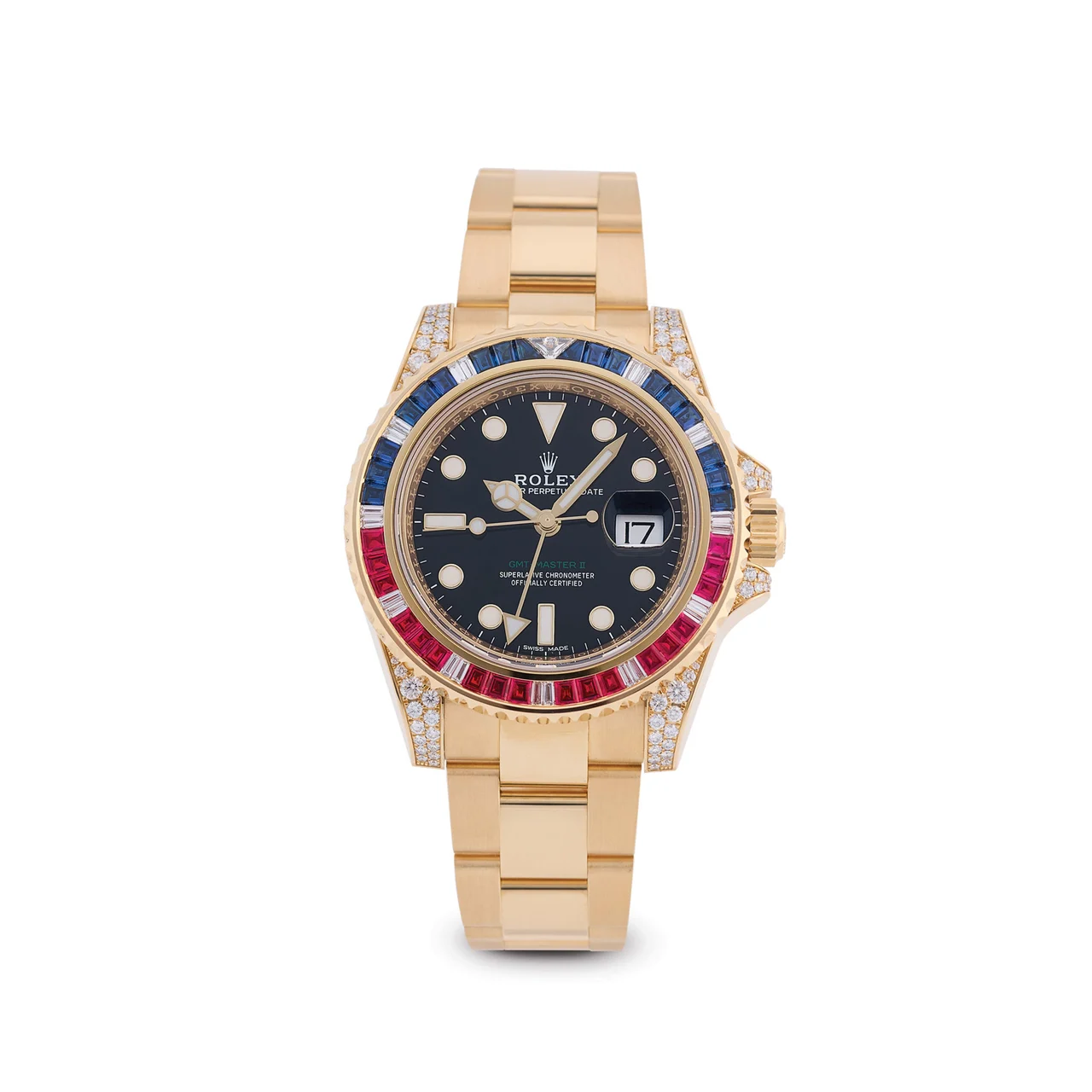 Rolex ROLEX, REF. 116758SARU, GMT-MASTER II, 18K YELLOW GOLD, DIAMOND, RUBY AND BLUE SAPPHIRE kol saati