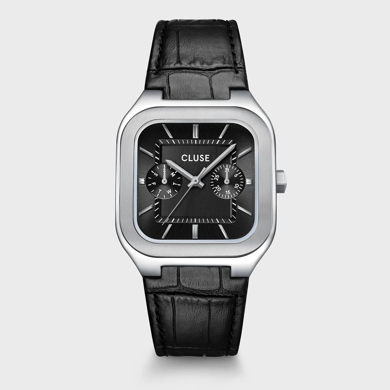 CLUSE Quadrus Multifunction Watch Leather, Black, Silver Colour CW26203 35 mm kol saati
