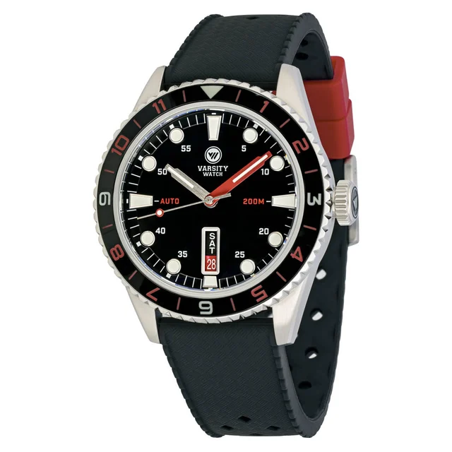 Varsity Watch Varsity Automatic Watch with Black Dial, Red and White Accents #VW-05 kol sa