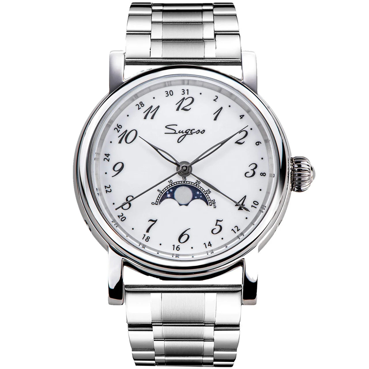 Sugess Sugess 395-2 银 搪瓷 鋼帶 41 mm kol saati