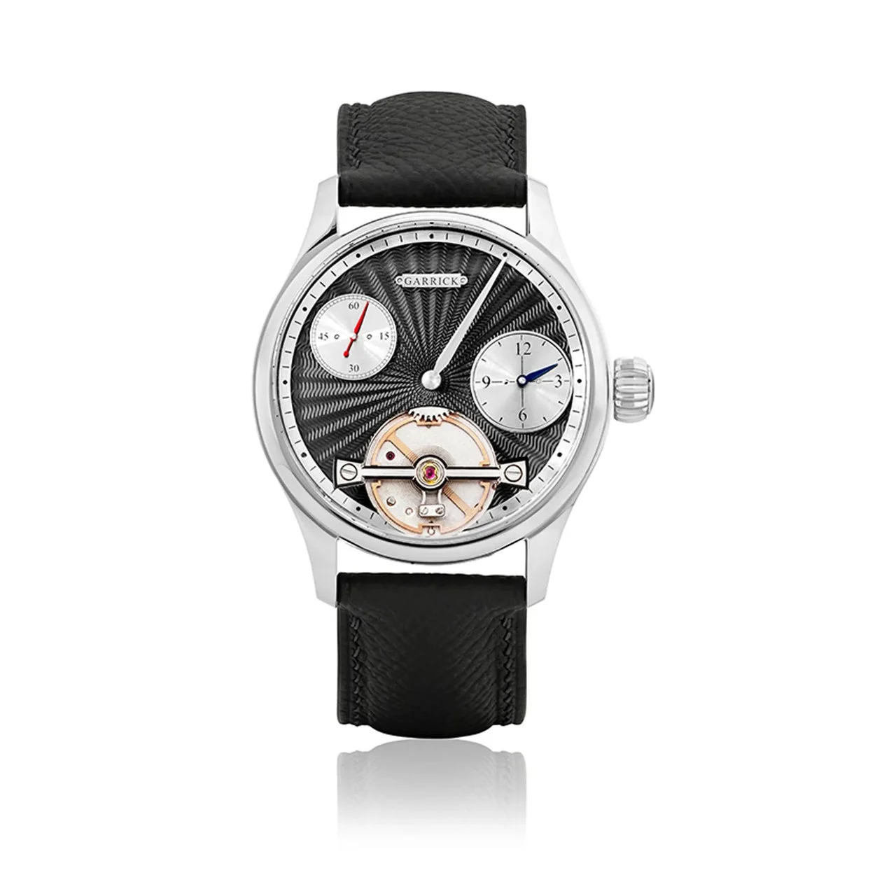 Garrick Regulator MK II Engine Turned Black Dial MKII-ST-EBK 42 mm kol saati