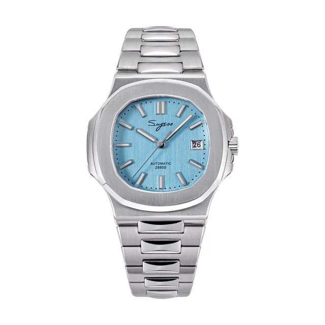 Sugess Heritage S466 PP Octagonal Day Display Light Blue Mother of Pearl Dial Stainless-St