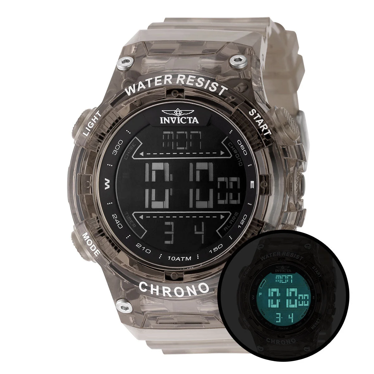 Invicta Racing Burnout Digital Watch - 52mm. Transparent, Brown (49043) 52 mm kol saati