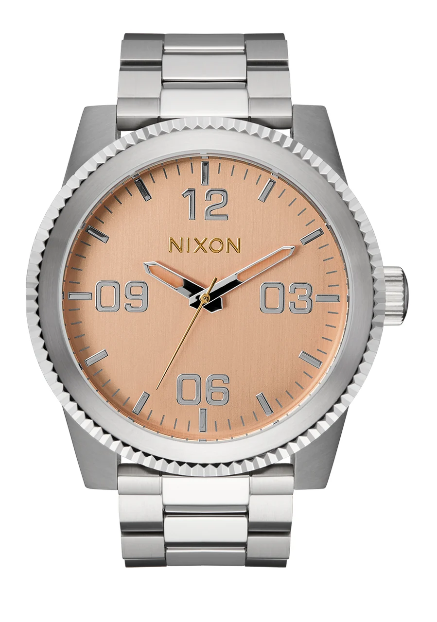 Nixon US Corporal Stainless Steel - Silver / Coral A346-5339-00 48 mm kol saati