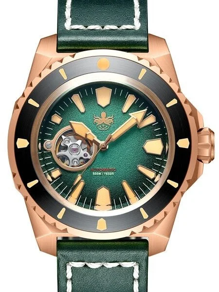 Phoibos Leviathan 500-Meter Automatic Dive Watch with Bronze Case, DD AR Sapphire Crystal #PY027A 45 mm kol saati