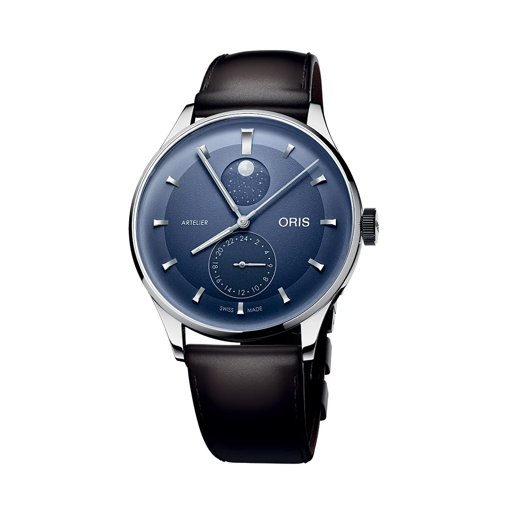 Oris Artelier Complication 39.5mm - Midnight Blue on Leather Strap 782 7811 4055-07 6 20 17FC 39.5 mm kol saati