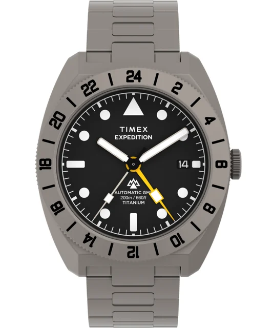 Timex Expedition® Pioneer Titanium Automatic GMT 41mm Titanium Bracelet Watch TW2Y63500 ko
