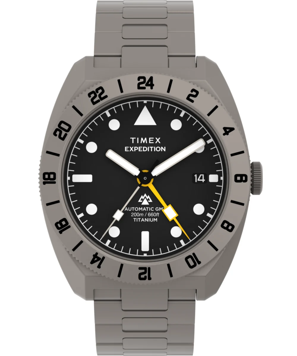 Timex Expedition® Pioneer Titanium Automatic GMT 41mm Titanium Bracelet Watch TW2Y63500VQ 41 mm kol saati