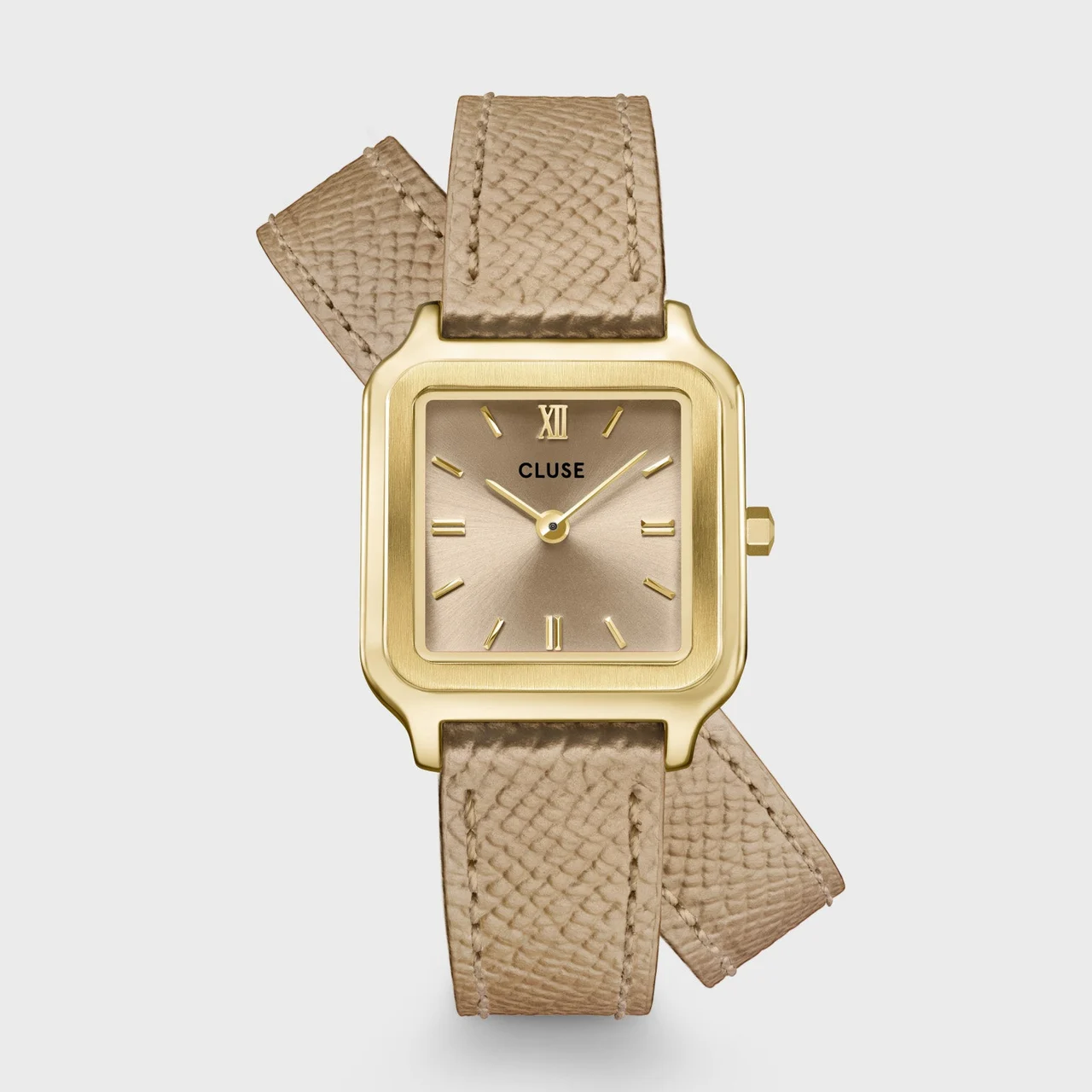 CLUSE Gracieuse Petite Watch Double Leather, Rugby Tan, Gold Colour CW11813 kol saati
